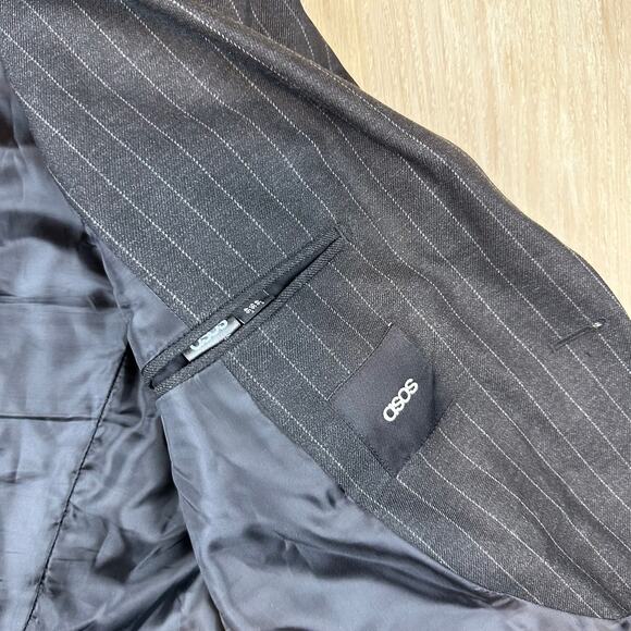 ASOS Classic Pinstripe Two Button Notched Lapel Lined Men's Blazer Jacket 46R - Picture 13 of 14